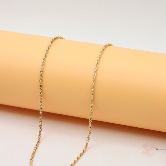 Twisted Rope Rose Gold Necklace – Elegant 18 Inch Chain Design, XPNL0206 - Picture 6 of 12